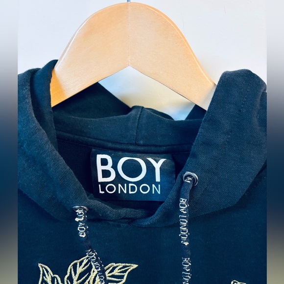 Boy London Gold Embroidered Eagle Black Hoodie Medium - Picture 6 of 10